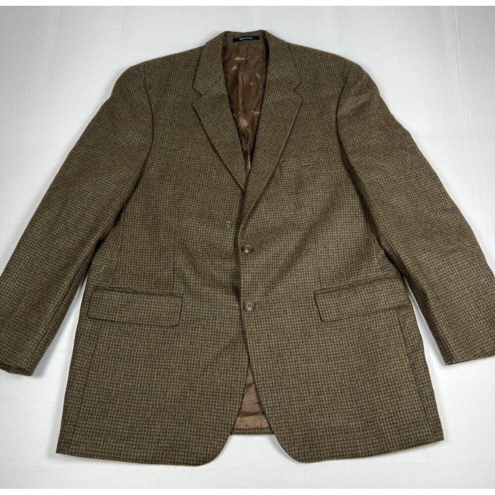 Chaps Ralph Lauren Men's 46 Brown 100% Wool Plaid Sport Coat Blazer
